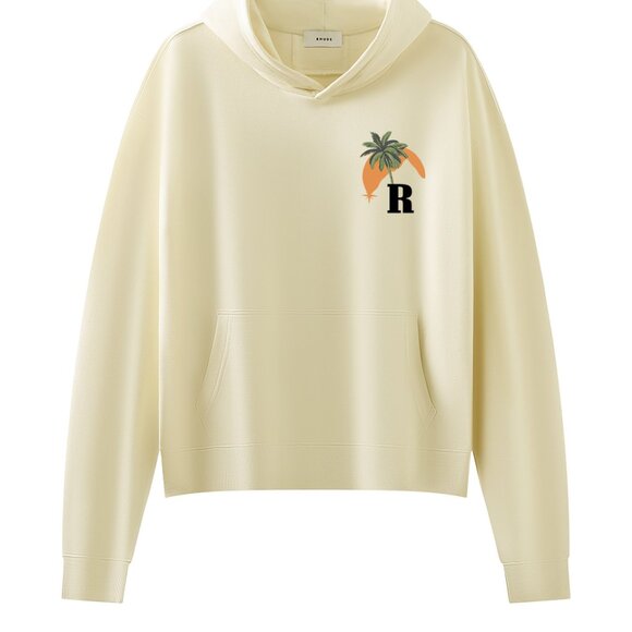 Rhude Beige Racing Car & Palm Tree Graphic Print Hoodie - Picture 2 of 7